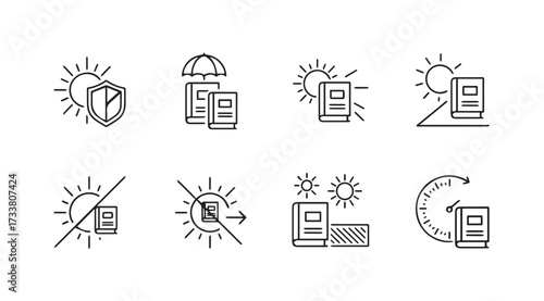 Vector art of book protection icons