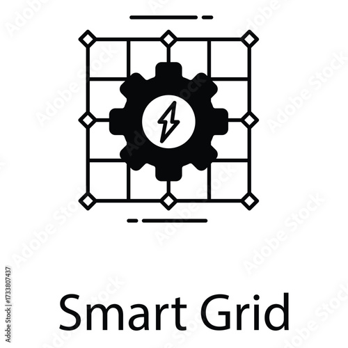 Smart Grid Icon for Renewable Energy Electricity Network and Digital Technology