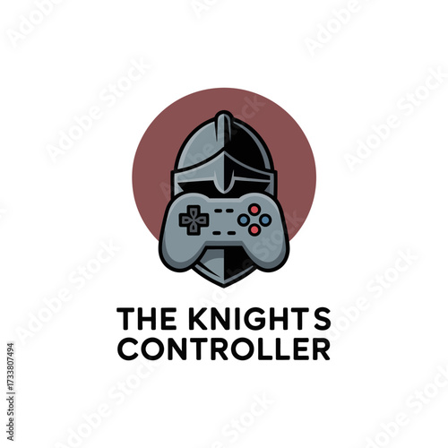 knight helmet with game controller, esports guardian emblem, medieval meets gaming concept, competitive team identity vector
