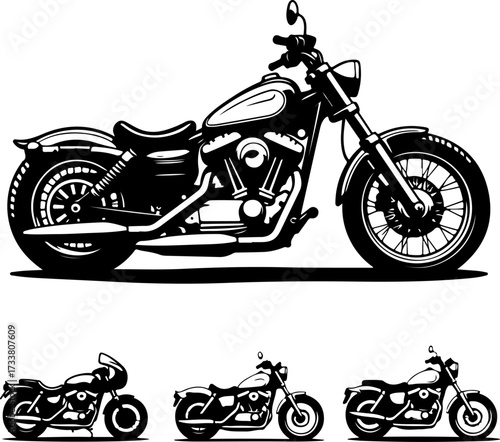 Cruiser Motorcycle Silhouettes Bundle