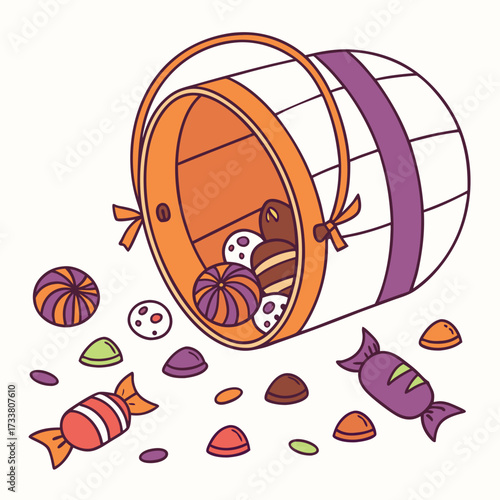 A bucket overflowing with colorful candies candy sweets