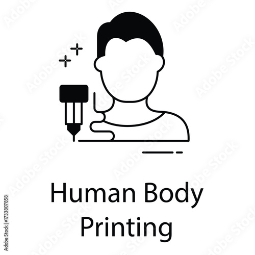 Human Body Printing Icon for Advanced Medical 3D Bioprinting Technology Illustration