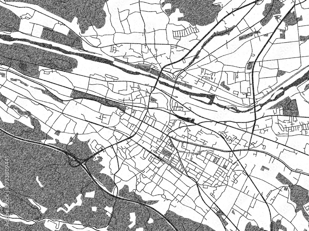 Naklejka premium Minimalist monochrome city map of Imaichi, Japan, illustrated with urban detail.