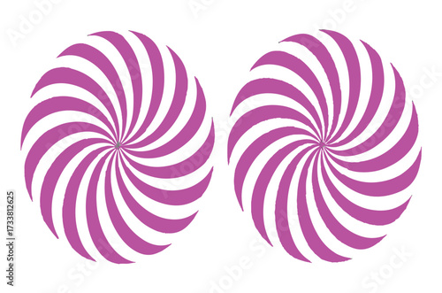 Two Pink Swirling Spiral Vortex Shapes on White Background abstract bright
