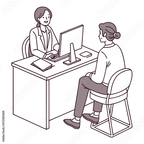 Two women in an office setting with one interviewing the other