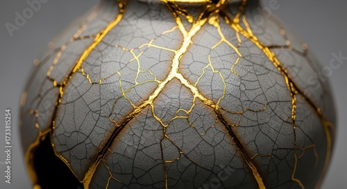 Kintsugi ceramic vase showcasing golden cracks a beautiful representation of resilience and embracing imperfections and finding beauty in brokenness art of repair