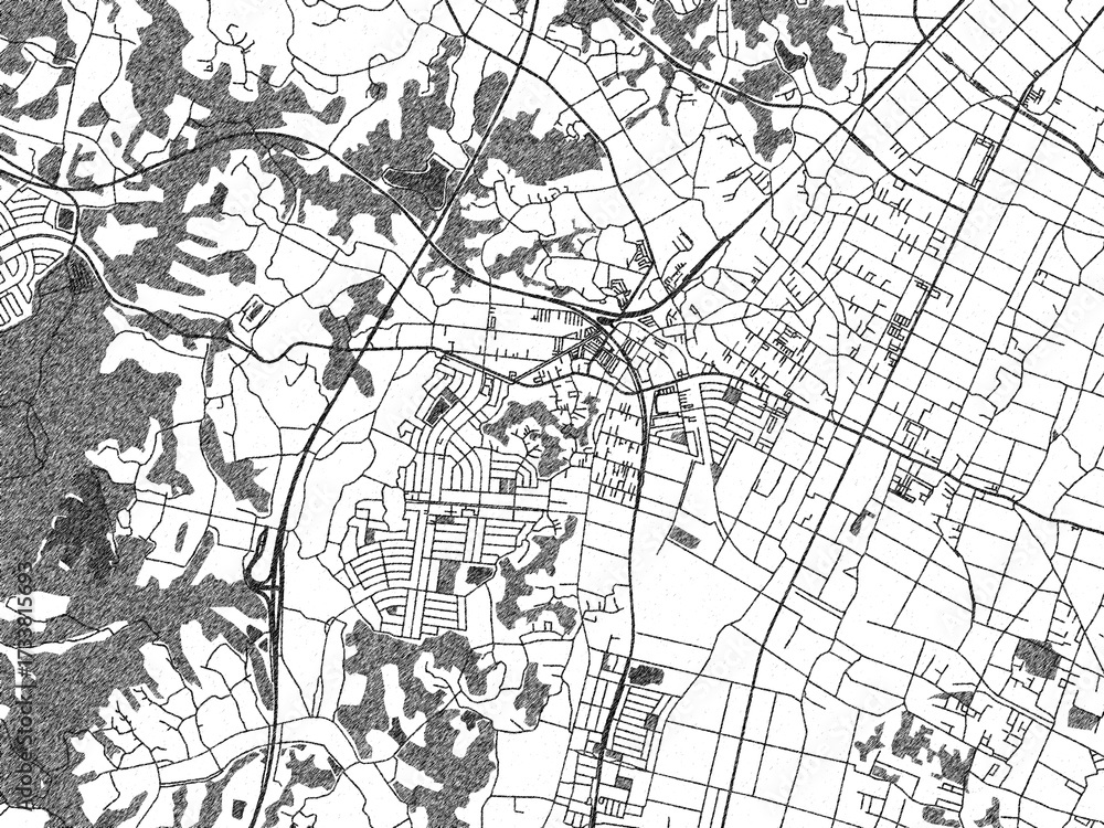 Fototapeta premium Poster-style sketch map of Oami, Japan, designed in artistic monochrome.