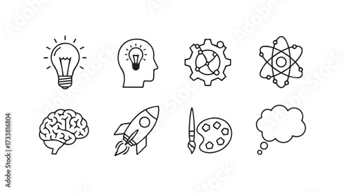 Collection of science technology engineering art mathematics and innovation icons for creative thinking and problem solving vector