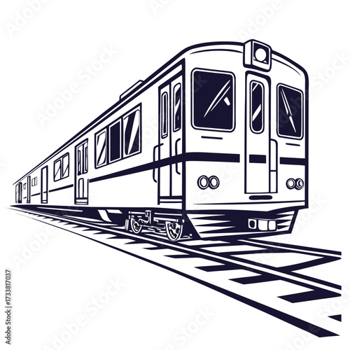 Dark blue train silhouette on white background transportation 1