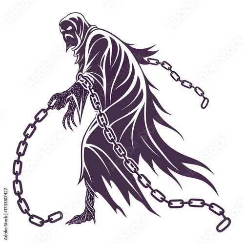 Dark Ghost Figure With Chains Silhouette phantom specter
