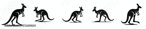 black and white silhouette vector of a kangaroo
