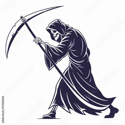 Grim Reaper with Scythe Vector Illustration death skeleton 1