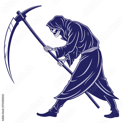 Grim Reaper with Scythe Vector Illustration death skeleton