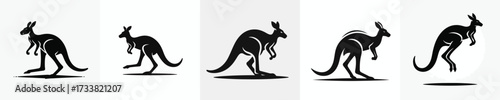 black and white silhouette vector of a kangaroo