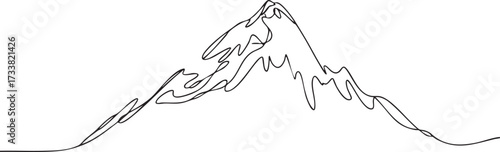 Hiking and outdoor adventure mountain vector outline with summit design
