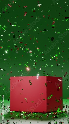 Christmas gift box with confetti