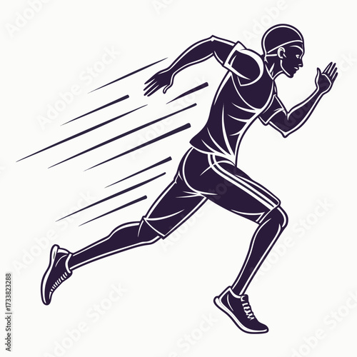 Silhouette of a runner in motion with speed lines running
