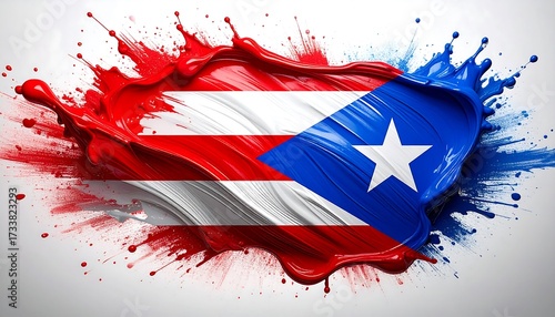 Puerto Rican flag design with paint splatter effect