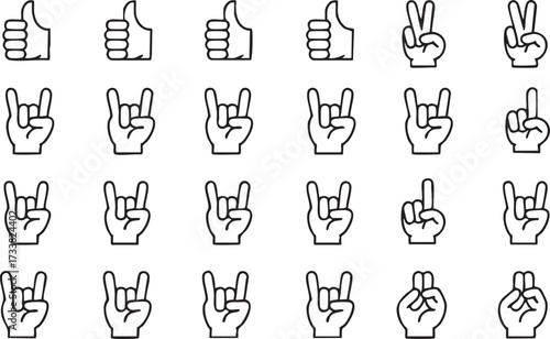 Thumbs up and pointing hand vector icons for gesture and symbol design