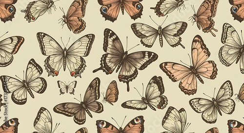 Butterflies pattern design illustration for prints textiles and decorative purposes
