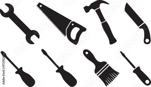 Maintenance and repair hand tool vector illustration set for DIY projects