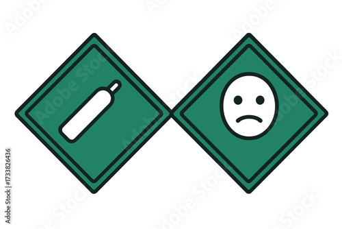 Non-flammable non-toxic gas sign. Hazardous material placard vector icon. Class 2.2 symbol. Warning for dangerous goods. Safety cartoon illustration for transport.