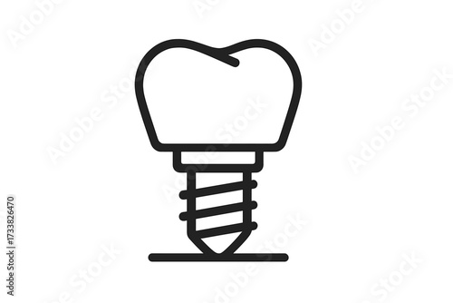 Dental implant icon. Tooth prosthesis, stomatology and dentistry concept. Oral health care symbol. Linear vector illustration for dental clinic, surgery, medical app or graphic.