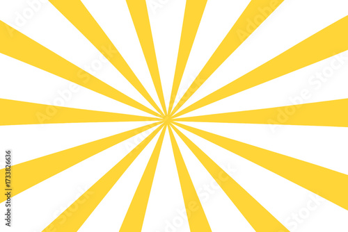 Yellow sunburst background vector illustration. Retro comic style sunbeam pattern. Abstract sunshine rays backdrop for graphic design. Vintage starburst light explosion effect.