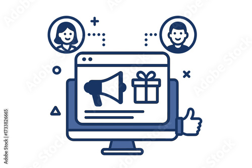 Referral program and affiliate marketing online business concept. Invite friends and earn prizes. Customer loyalty and reward program for digital promotion and network marketing.