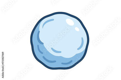 Snowball vector icon isolated. Cartoon snowball illustration. Winter snow weather symbol. Glossy ice sphere. Game element asset. Frost season icon. Transparent background. Flat style decorative vector