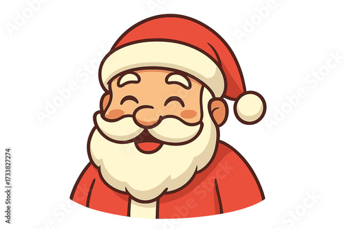 Smiling Santa Claus Icon Cartoon Vector Illustration Christmas Holiday Character Happy Face Festive Design Isolated on Transparent Background Seasonal Father Christmas Symbol Child Friendly Art