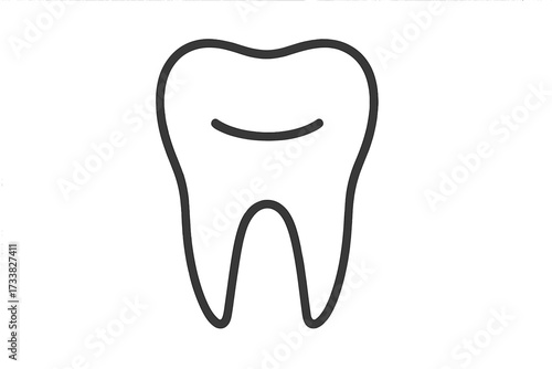 Minimalist tooth outline icon for dental clinic branding, oral health care, dentistry logo, dental hygiene concept, vector cartoon illustration for graphics, app interfaces, transparent background
