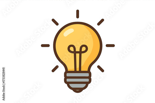 Lightbulb icon vector for idea, solution, and creativity concepts. Cartoon innovation sign. Simple electric lamp illustration for inspiration, thinking, and knowledge. Bulb light.