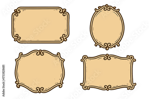 Vintage ornamental frame and emblem vector set, classic decorative border illustrations, retro design elements with transparent background, elegant vintage style collection