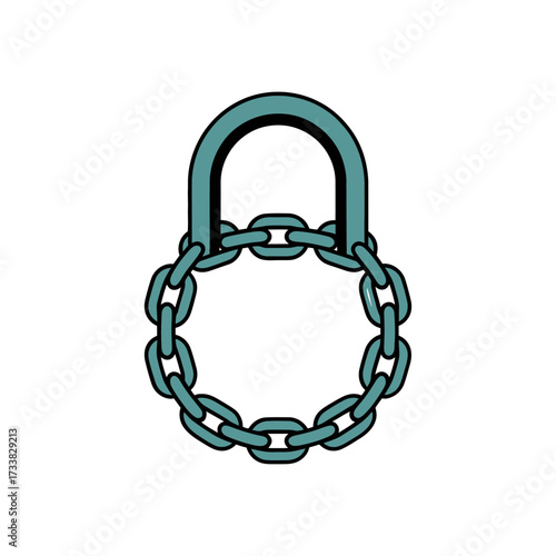 closed padlock with chain ring, secure connection symbol, privacy protection theme, modern teal outline, clean vector graphic