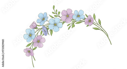 Colorful Flowers Arrangement, Botanical Art, Nature, Illustrations, White Background, Creative Visuals