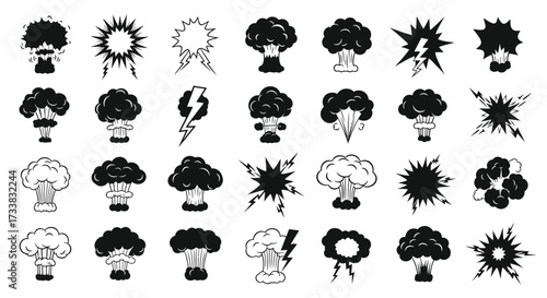 Mushroom Clouds and Lightning Strikes in Graphic Art for Design Projects