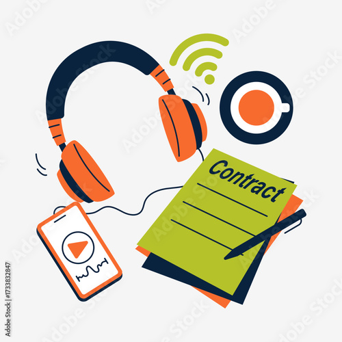 Abstract Digital Entertainment Workplace Depicts Relaxed Work Meeting And Remote Connectivity