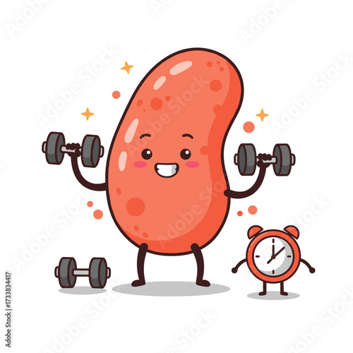 Cute kidney lifting dumbbells with alarm clock