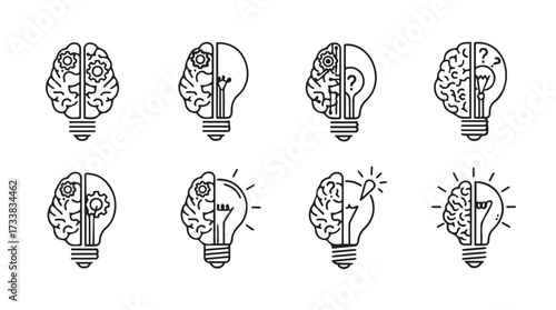 Brainlightbulb hybrid concepts representing innovation ideas and creative thinking vector