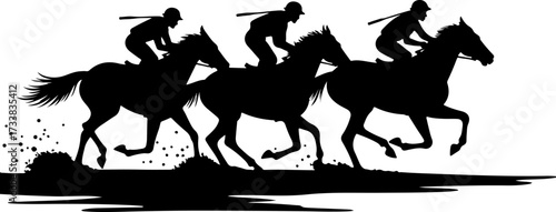 Dynamic Polo Players on Galloping Horses Silhouette