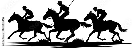 Dynamic Polo Players on Galloping Horses Silhouette