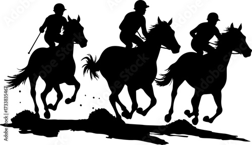 Dynamic Polo Players on Galloping Horses Silhouette