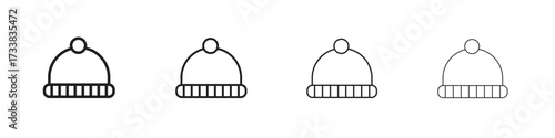 Winter hat icon collection. Line vector sign, symbol for web and mobile