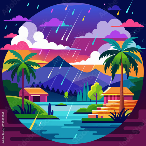 tropical island with palm trees