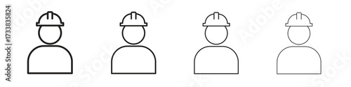 User helmet safety icon collection. Line vector sign, symbol for web and mobile
