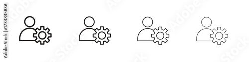 User gear icon collection. Line vector sign, symbol for web and mobile