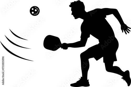 Pickleball Player Hitting Ball Silhouette Graphics
