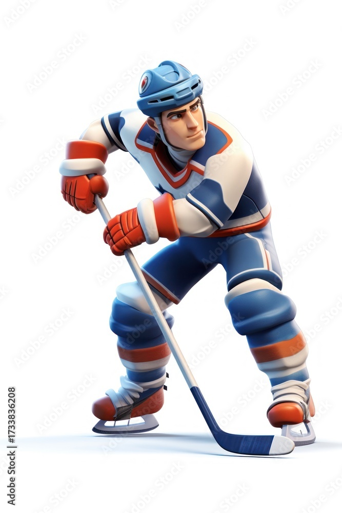 Fototapeta premium Hockey cartoon sports white background.