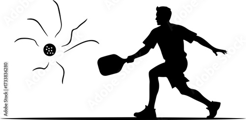 Pickleball Player Hitting Ball Silhouette Graphics